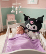 Plaid Bébé avec peluche Kuromi et Melody 45cm-